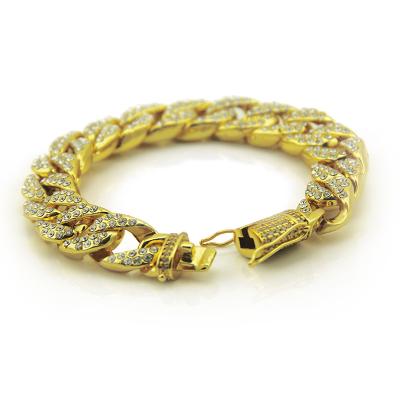 China Hiphop Fashion Hip Hop Men Gold Bracelets Personality Nightclub Party Cuban Chain for sale