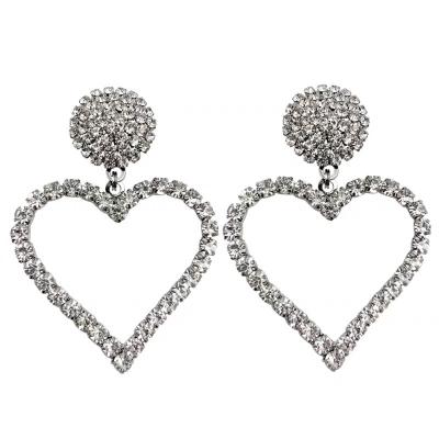 China FASHIONABLE Full Rhinestone Exaggerated Heart Designer Personality Women Dangle Earrings For Party for sale