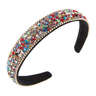 China Fashion Colorful Rhinestone Full Non Slip Simple Fashion Women Designer Hairband for sale