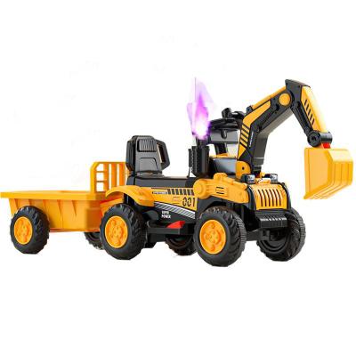 China Ride On Toy 2022 Hot Kids Ride On Electric Toy 4 Wheel RC Cars 12V Car With Light And Music Excavator Toys for sale