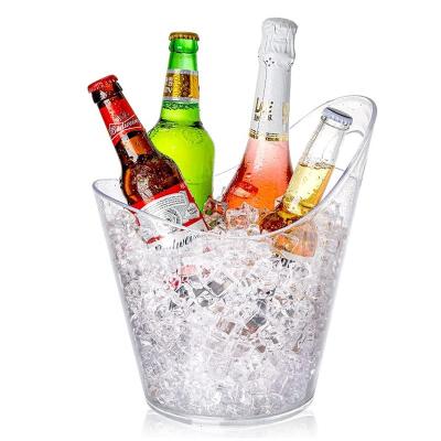 China Sustainable 5 Liter Ice Bucket Acrylic Wine Bucket Clear Champagne Chiller Drink Cooler Plastic Tub for Champagne Beer Bottles Drinks for sale