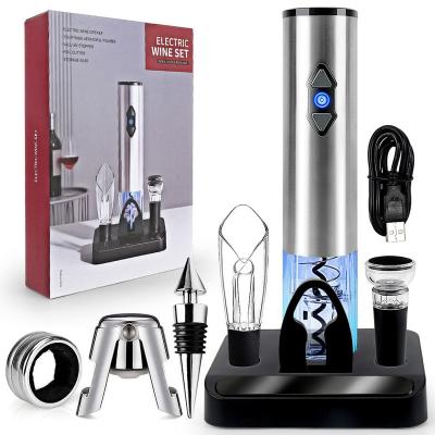 China Sustainable Amazon hot sale electric wine bottle opener corkscrew wine accessories bar gift set for sale