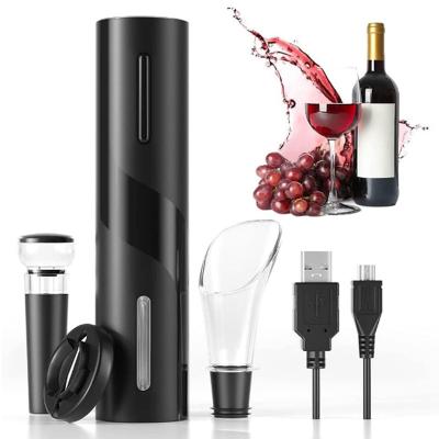 China Sustainable Amazon Best Seller Stainless Steel Rechargeable Automatic Electric Wine Bottle Opener Kit with Usb Charging Cable Gift Set for sale