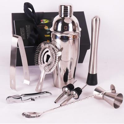 China Cocktail Shaker Set Factory Directly Sale 10 Pcs Stainless Steel Cocktail Shaker Set with Gift Box 1 buyer for sale