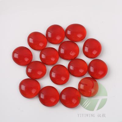 China Modern 500g 17-19mm red transparent flat glass beads Factory Supply 18-20 Mm Multi Garden Decorative Glass Pebble for sale