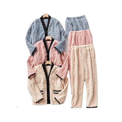 China Hot Selling QUICK DRY Women's Wear Lounge Pajamas Flannel Pajamas Sleepwear Clothes Set Wholesale for sale