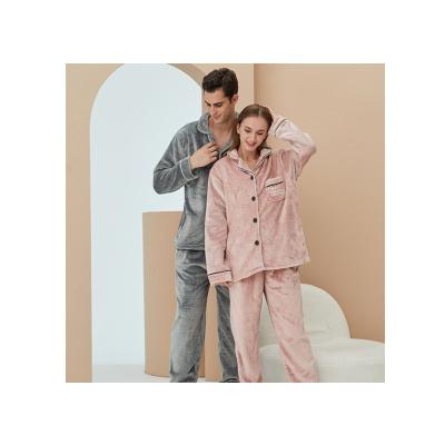 China QUICK DRY Coral Flannel Pijama Pure Couple Sleepwear Winter Women's Sleepwear Pajamas Sets for sale