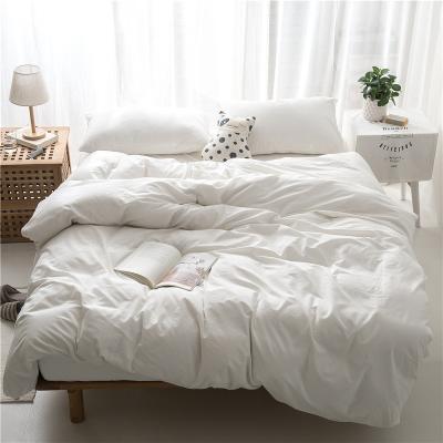 China Nondisposable Simplicity Style Pure Natural Color Washed Cotton Soft Knitted Fabric Bedding Sets Bed Sheet For Home And Hotel for sale