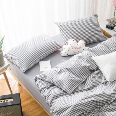 China High Quality Nondisposable Classic Style Simple Design Check Bed Linen Sheet Sets Quilting Cover Pillow Case For Home And Hotel for sale