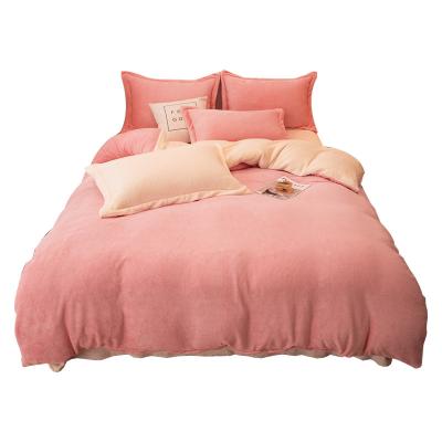 China Nondisposable Bedding Sets Bedding Wholesale 4 Queen Size Ins Style Flannel Bedding Sets High Quality Stock Warm Comfortable Soft Set for sale