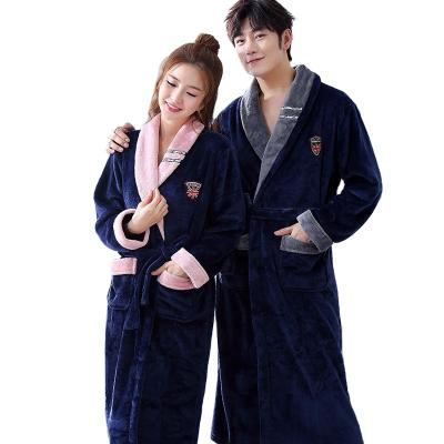 China Women's Flannel QUICK DRY Nightgown Patchwork Sleepwear Couples Bathrobe Plus Size Coral Bathrobe Nightgown Velvet Pairs Length Long for sale