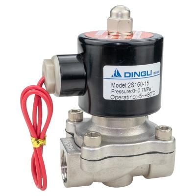 China General DINGLI Brand ISO90001 CE 2/2 Inch Way 1/2 3/8 Inch 2 Inch Air Water 24v Stainless Steel Material Solenoid Valve for sale