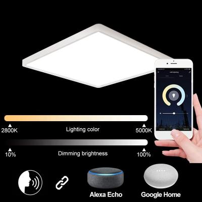 China Ultrathin Design Modern Square Led Smart Ceiling Lights Dimmable Lighting Tuya AI WiFi Voice Control Outdoor Mount Ultrathin Ceiling Lamp for sale