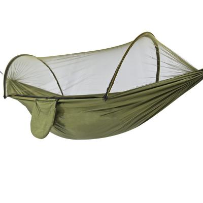 China Modern Outdoor Anti Rollover Convenient Quick Opening Hammock with Nylon Mosquito Net Camping Pole Mosquito Net Hammock for sale