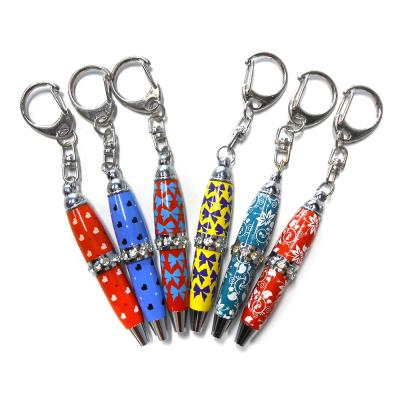 China De Ketting van Crystal Stone Mini Pen Key van de staalzak met een Nieuwigheidsvertoning Te koop