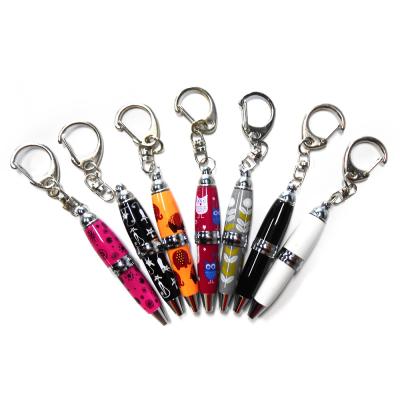 China Dierlijke Druk Erkend Crystal Ballpoin Mini Pen Keychain ROHS Te koop