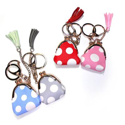 Cina Il punto placcato d'ottone ha stampato la nappa di Mini Coin Bag Keychain With in vendita