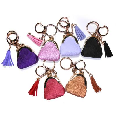 China Goedgekeurde Embleem ROHS van Mini Coin Bag Keychain Laser van de houvast het Purpere Polyester Te koop