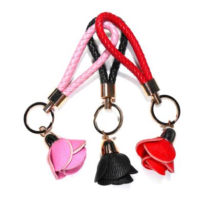 Cina Catena chiave del fiore di cuoio di ROHS, doratura Rose Flower Keychain in vendita