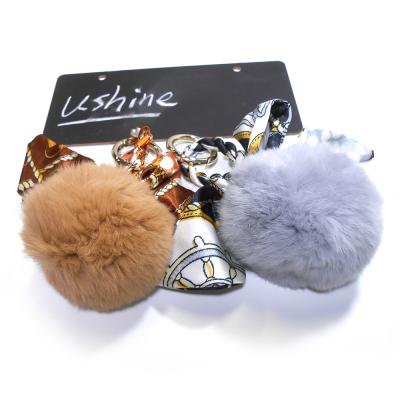 China Certificatie van Ce van Pom Pom Fur Ball Keychain van het vrouwen32g de Zilveren Konijn Te koop