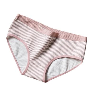 China Factory Custom Antibacterial High Quality Cotton Cute Striped Underwear For Ladies Seamless Lingerie Girl Period Cut Out Underwear Tops for sale