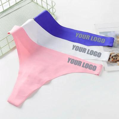 China Custom T Logo Women Panties Lingeries Ladies Thongs Plus Size Breathable Seamless Sexy G-string Back Waist Wholesale for sale