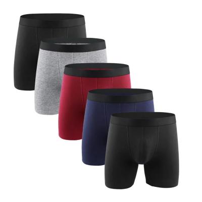 China Antibacterial Custom High Quality Soft Comfortable Mens Sports Underwear Solid Color Cotton Spandex Underwear Boxer Briefs For Men for sale