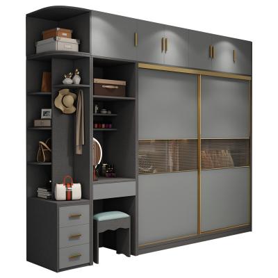 China (Others) Nordic Customized Wooden Bedroom Wardrobe Designs Simple Storage Clothes Closets for sale