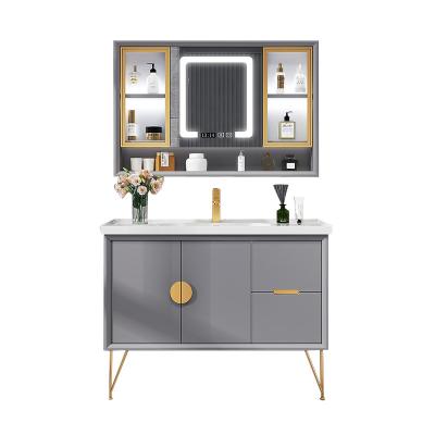 China High Quality Eco-friendly Water Proof Floor Standing Waterproof Wholesale Luxury Bathroom Cabinet Vanity Mirror for sale