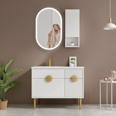 China Eco-friendly Water Make PVC Bathroom Cabinet White Modern Bathroom Vanity Unit Mirror Cabinet For Bathroom for sale