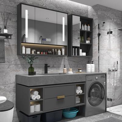 China Water Proof Modern Design Bathroom Cabinet Set Eco-friendly Waterproof Wall Counted Gray Bathroom Mirror Cabinet With Light for sale