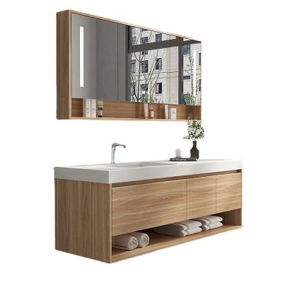 China New Design Bathroom Wood Bathroom Cabinet Luxury Eco-friendly Basin Wooden Bathroom Cabinet Mirror for sale