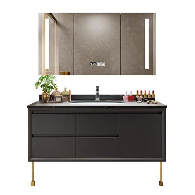 China Eco-friendly Luxury Bathroom Basin Wall Wood Bathroom Cabinet Modern Design Wooden Bathroom Cabinet Mirror for sale