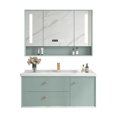 China Eco-friendly High Quality Bathroom Cabinet Wood Bathroom Wall Cabinet Hanging Basin Bathroom Cabinet Mirror for sale