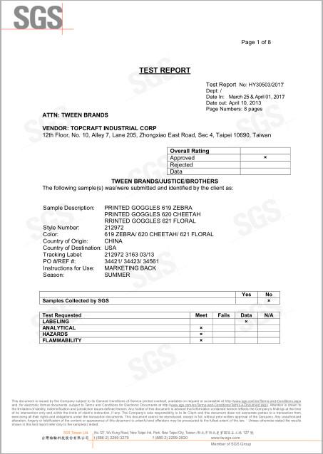 Product Testing Report - Dongguan Youcan Sports Articles Co., Ltd.