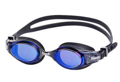 China 3 Size Selection Nose Bridge Mirrored Swim Goggles Colorful Lenses Silicone Strap for sale