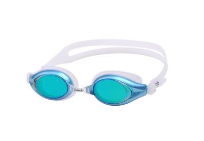 China Blue Polycarbonate Lenses Anti Fog Swimming Goggles Mirrored Prescription Glasses for sale