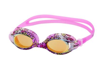 China Pink Printing Junior Mirror Swimming Goggles Uv Shield Lens Kids Sports Goggles for sale