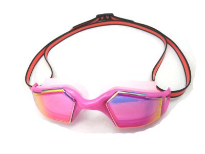 China Fashion Adult Waterproof Mirrored Swim Goggles With Pink Plating for sale