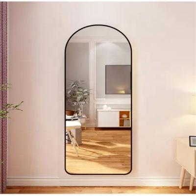 China Modern Stylish Aluminum Framed Full Length Body Mirror with Stand and Clear Glass for sale