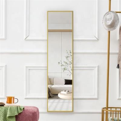 China Large Magnifying Gold Metal Framed Full-Length Dressing Floor Mirror for Bathrooms for sale