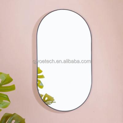 China Stylish Design Black Metal Frame Oval Mirror for Bathroom Living Room Decoration for sale