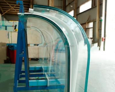 China Clear Float Curved Tempered Glass With Edge Polished Silk Printing for Construction for sale