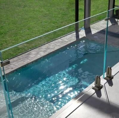 China High Strengthened 50*50 Square Steel Spigot Glass Panel Swimming Pool Fence with Drill Holes Edge Works for sale