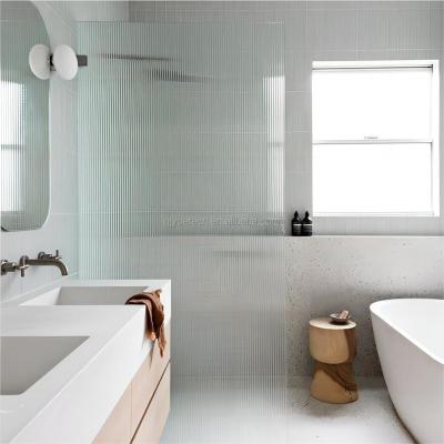 China Solid Frameless Fluted Moru Tempered Frosted Glass Panel for Shower Screen Partition for sale