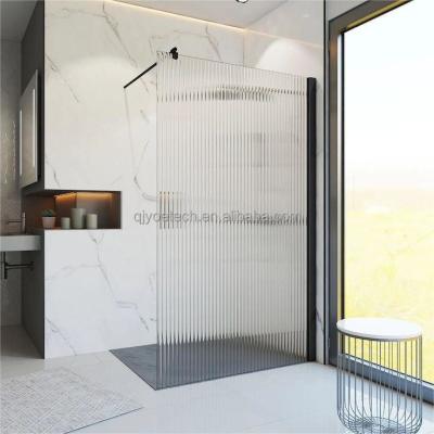 China Silk Printing Frosted Glass Reeded Fluted Moru Tempered Glass Panel For Shower Screen Design for sale