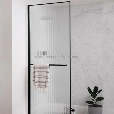 China Bathroom French Door Style Solid Structure Reeded Moru Tempered Glass Shower Screen for sale