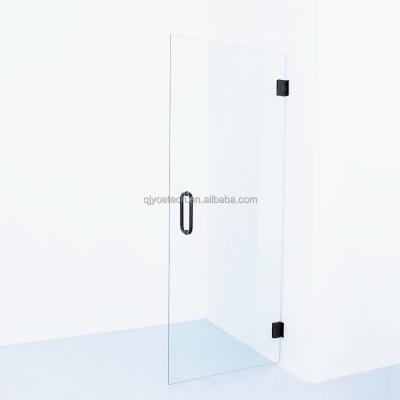 China QJY-HD Tempered Glass Black Adjustable Hinged Single Framleless Shower Door for  Living Room for sale