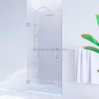 China Customized Color Tempered Glass Single Frameless Shower Door with Solid Hinged Handle for sale