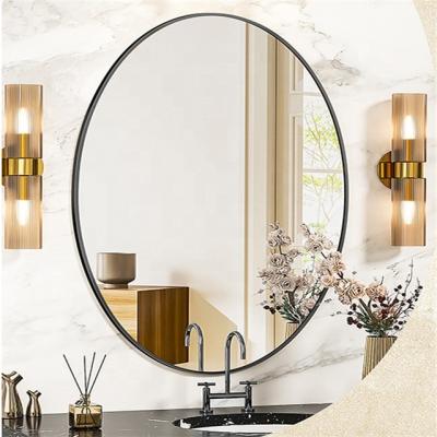 China Sala de estar Cuadro de metal moderno Negro Rosa Dorada Espejo de baño con soporte o gancho en venta